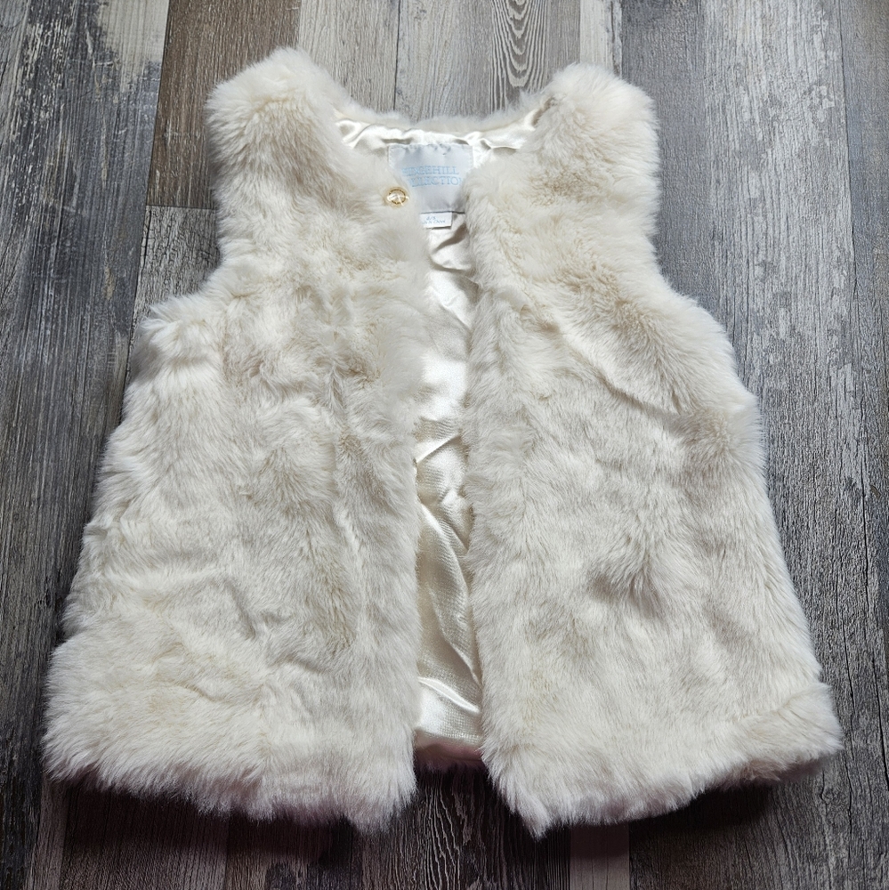 Edgehill Collection Faux Fur Vest Size Girl's 4/5 Cream Color